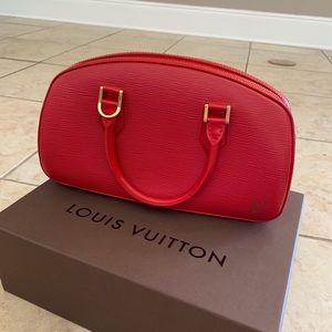 LOUIS VUITTON JASMINE EPI LEATHER SATCHEL BAG RED